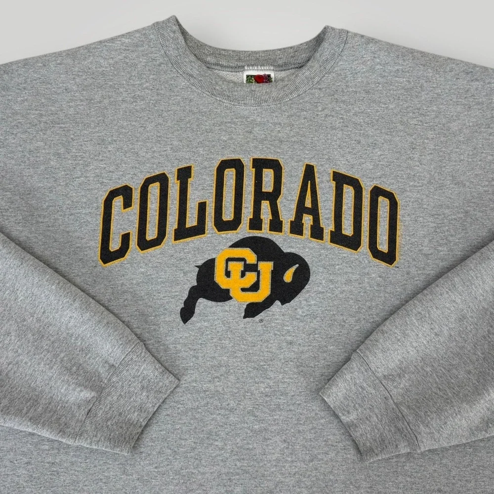Colorado Buffaloes Sweatshirt Mens 2XL Gray NCAA Crewneck Fruit Of The Loom Y2K